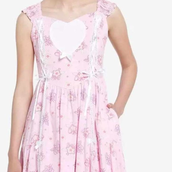 Hot Topic Dresses & Skirts - Pink Kawaii Star Lace Up Dress Hot Topic XL New Tags